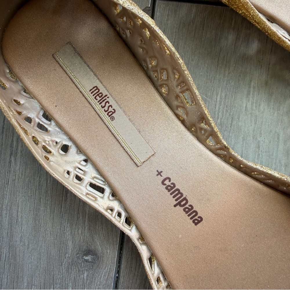 Melissa + Campana Gold ZigZag Flats - Picture 2 of 8